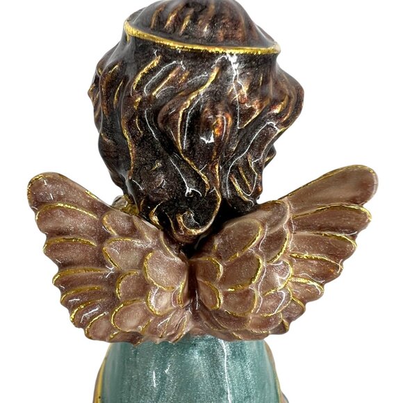 Angel Praying Trinket Box Blue Enamel Clear Lavender Purple Jeweled - Picture 8 of 12